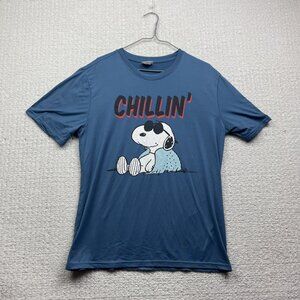 Peanuts Snoopy "Chillin" Graphic Sports Performance Gym T-Shirt Blue Men Sz M